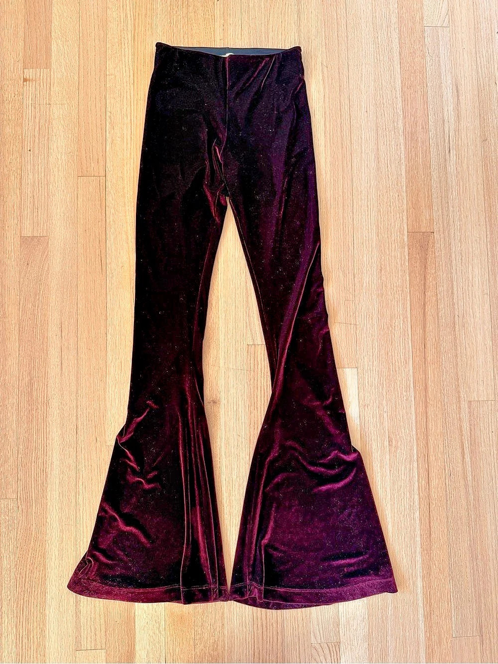 Vintage Show Me Your Mumu Velvet Flare Pants in Cranberry